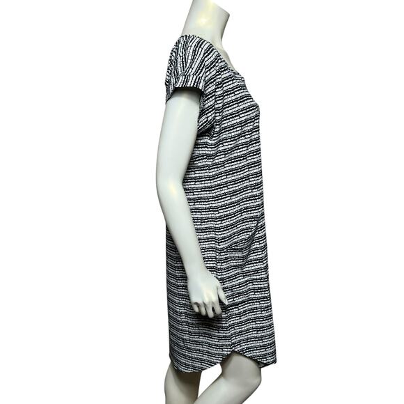 T by Talbots Black & White Striped Short Sleeve Casual Dress with Pockets Size M - Picture 2 of 8